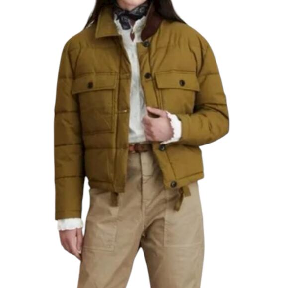 Alex Mill Quilted Cropped Jacket Army Green Women’s XL Corduroy Collar Barn Coat - Picture 1 of 9
